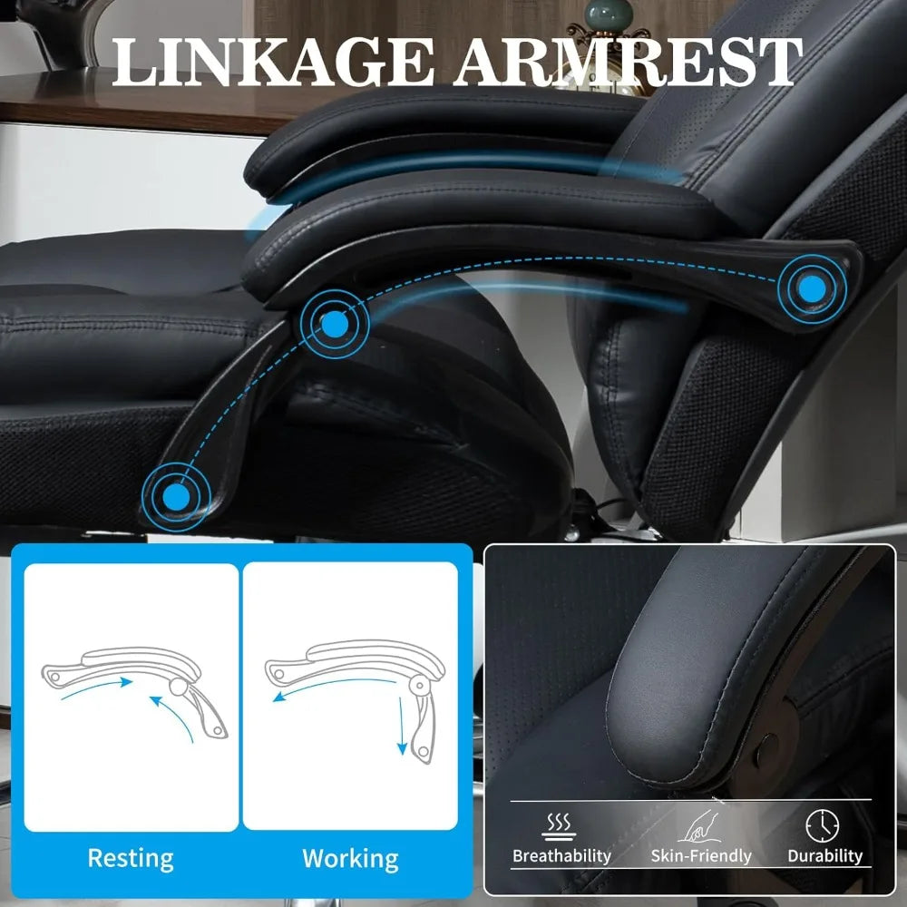 Massage Office Chair with Heat and 8 Vibration Points Big and Tall Executive Office Chair with Adjustable Headrest, Extra Wide S