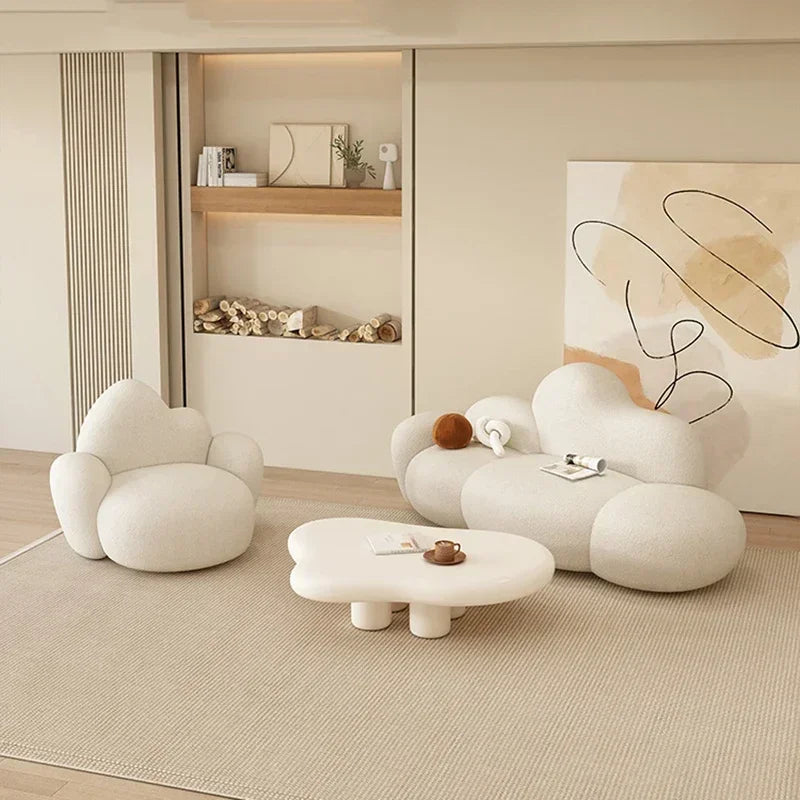 Lambswool Modern Sofa Mid Century White Italiano Plus Size Relax Couch Minimalist Luxury Design Muebles Para El Hogar...