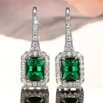 Fashionable Banquet Elegant Emerald Cubic Zirconia Earrings, High-end Inlaid Wedding Style Swaying Jewelry Accessories |...