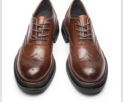 Retro Mens Casual Business Shoes Luxury Genuine Leather 2025 Spring Fashion Platform Handmade Quality Brogues Formal Shoes Male