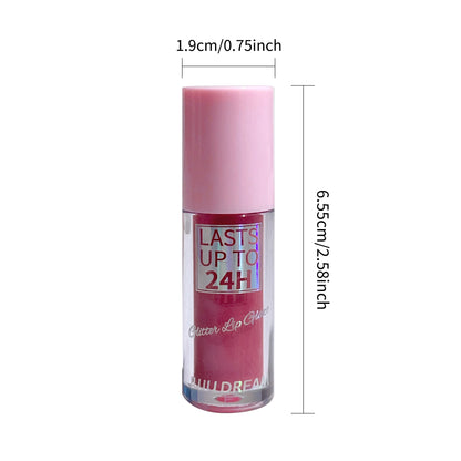 Flowing light Glitter Lip Glaze Long Lasting Lip Gloss Waterproof Liquid Lipstick Makeup Lip Oil Lip Tint Moisturizing - Kimlud