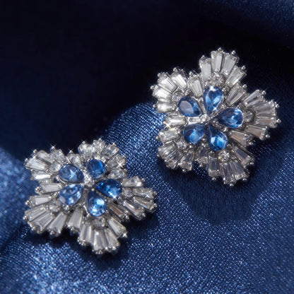 Gorgeous Blue Cubic Zirconia Stud Earrings Engagement Wedding Party Accessories for Women Blue Earrings Fashion Jewelry...