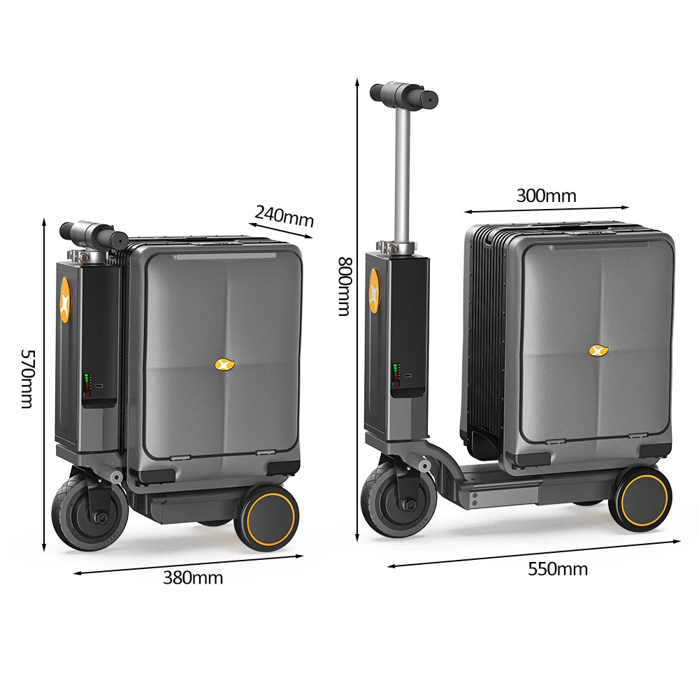 Smart Airwheels Rideable Electric Suitcase Motorized Luggage USB Port Aluminum Frame Carry on with Battery | Kimlud...