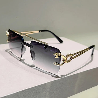 KAMMPT Rimless Square Sunglasses Men Fashion Vintage Double Bridge Shades Women Trendy Luxury Brand Design Gradient Sun...