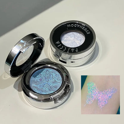 3D Butterfly Embossing Chameleon Eyeshadow Monochrome Metallic Changing Shiny Glitter Blue Purple Highlight Eye Makeup...