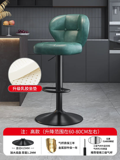 Leather Luxury Designer Bar Stools Minimalist Nordic Counter Gaming Bar Chairs With Back Comfortable Cadeira Trendy Furniture - Kimlud