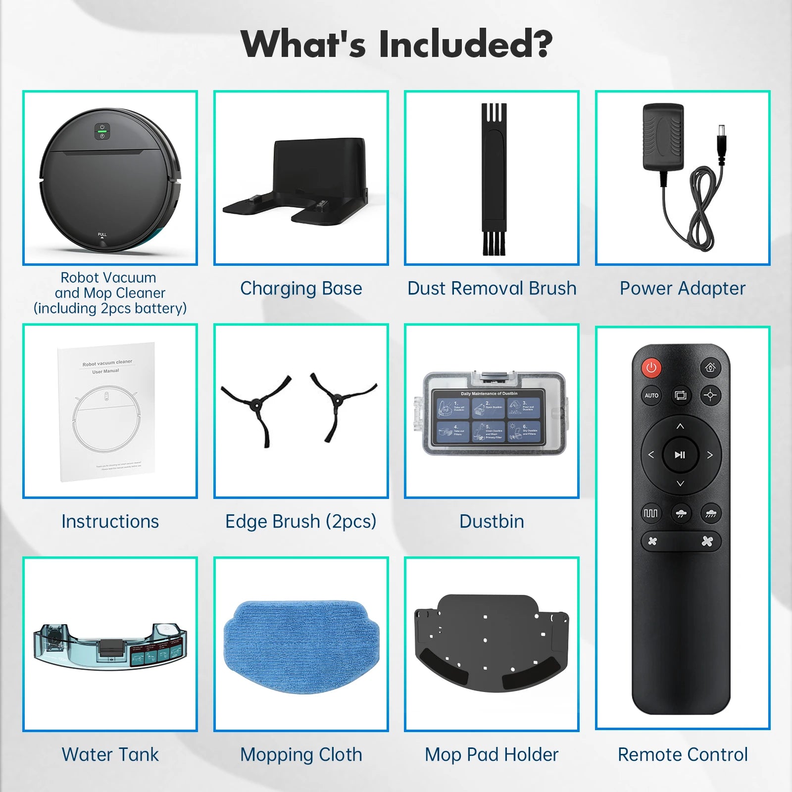 RAYFURN BR181 Robotic Vacuum 35KPa Auto-Charge/Vacuum-Mop 2-in-1 Programmable Cleaner Hardwood/Tile/Carpet Smart Cleaning System