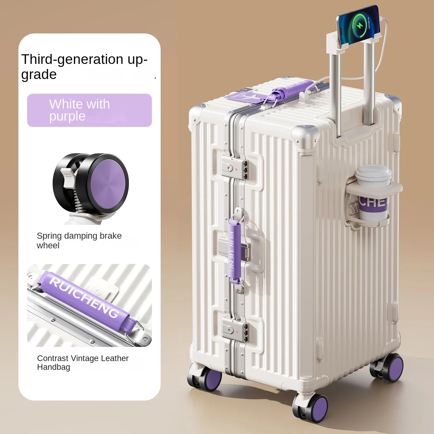 28/30/32 inch Travel Suitcases Large Capacity New Strong and Durable Thickened PC Aluminium Frame Trolley Suitcase 20'' Carrier