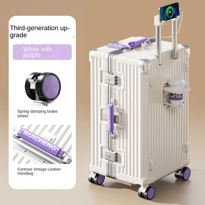 28/30/32 inch Travel Suitcases Large Capacity New Strong and Durable Thickened PC Aluminium Frame Trolley Suitcase 20'' Carrier