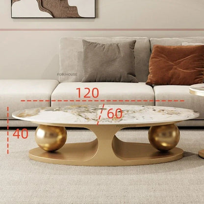 Italian Bright Rock Plate Coffee Tables Nordic Living Room Furniture Home Iron Art Corner Table Light Luxury Oval Side...