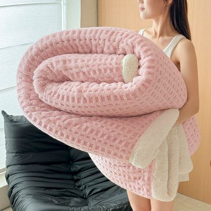 Autumn Winter Thick Warm Fleece Blanket Double Layer Artificial Lambswool Throws Blankets for Sofa or Bed Queen Double Comforter