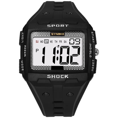 SYNOKE Big Numbers Full Size Digital Watch Easy to Read 5ATM Water Resistant Electronic Wristwatch Countdown Clock Reloj Hombre