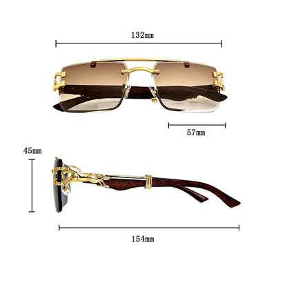 New In Sunglasses For Men Wooden Rimless Sunglasses Women Vintage Square Fashion Glasses Luxe Gafas De Sol Hombre...