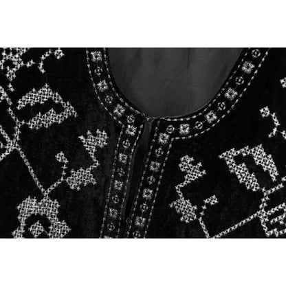 Women Vintage Velvet Embroidery Short Jacket Casual Slim Long Sleeve O Neck Jackets Winter 2025 New Elegant Simple Street Coat