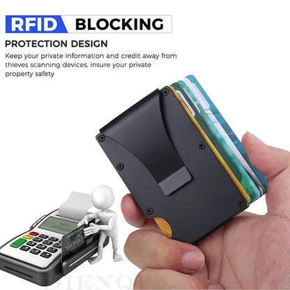 Rfid Carbon Fiber Metal Card Holder Wallets Men Slim Thin Mini Wallet Male Money Bags Small Minimalist Male Purse Walet for Men