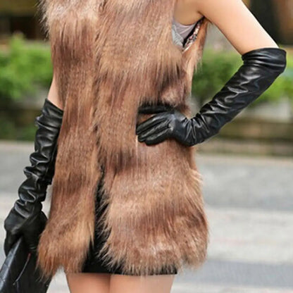 Full Finger Gloves Windproof Dress Gloves Faux Leather Long Arm Gloves Costume Gloves For Dating Gifts