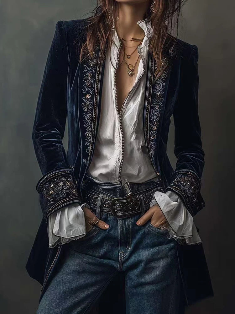 New V Neck Patchwork Elegant Chic Jackets, Women Spring Autumn Long Sleeve Fashion Coat, Casual Simple Ladies Cardigan Outerwear