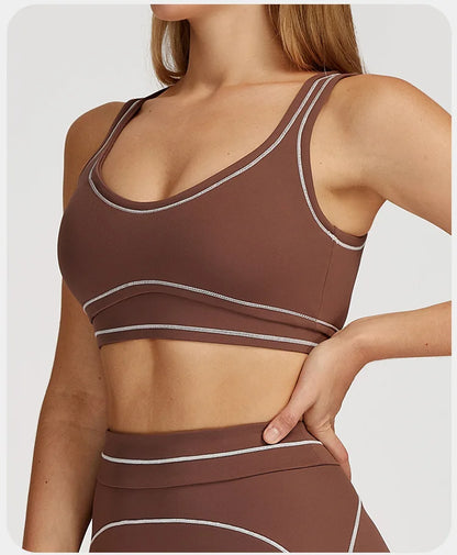 Breathable Yoga Bra Color Contrast Sports Bra Shockproof Gym Fitness Underwear High Strength Workout Top Female Sports...