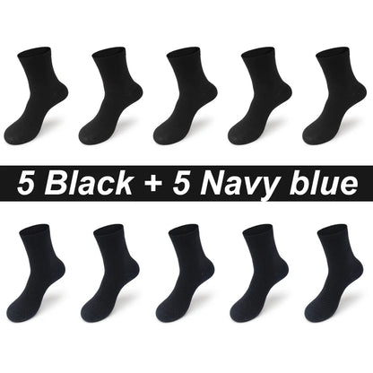 High Quality 10 Pairs/lot Men Bamboo Fiber Socks Breathable Compression Long Socks Business Casual Male Large size 38-45...