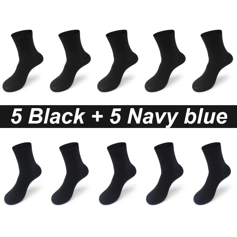 High Quality 10 Pairs/lot Men Bamboo Fiber Socks Breathable Compression Long Socks Business Casual Male Large size 38-45...