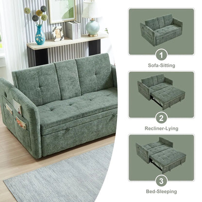 57.48" Convertible Sofa Bed with Cup Holder, Pull Out Sleeper Sofa Bed with USB Charging Ports, 3 in 1 Convertible, Customized