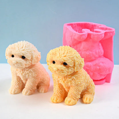 Teddy Dog Candle Mold Cute Animal Pet Puppy Dog Handmade Aromatherapy Plaster Soap Silicone Mould DIY Home Decoration Tools - Kimlud