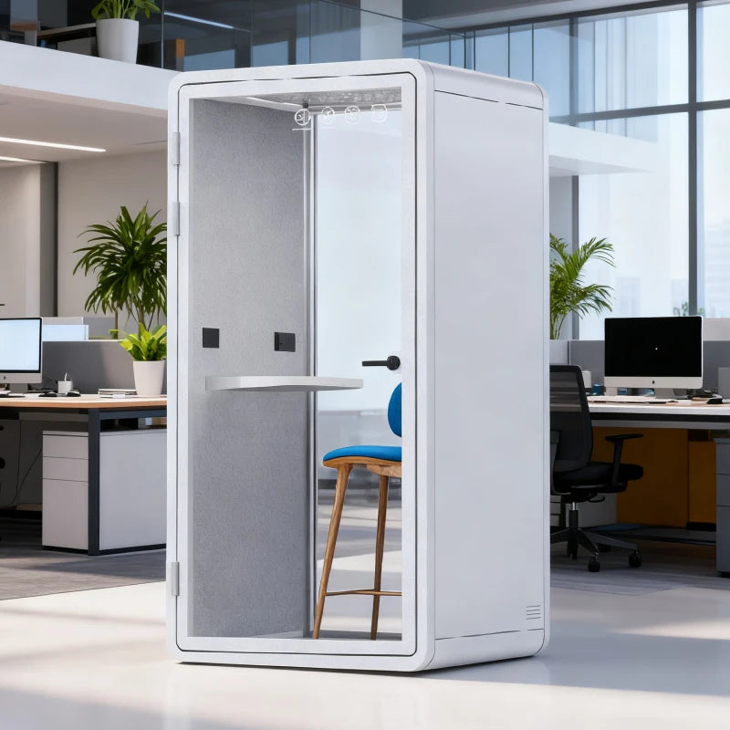 Modular Steel Structure Soundproof Silent Office Cabin Shared Phone Booth Designed For Indoor Commercial Office Buildings