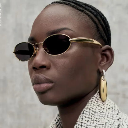 2pcs Y2K Oval Small Frame Unique Sunglasses Women Luxury Brand Metal Sun Glasses Punk Style Colorful Popular Eyeglasses UV400 - Kimlud