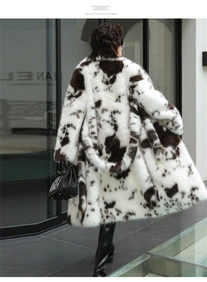 ZAROY Luxury Fluffy Faux Mink Fur Long Women's Coat Fashion Gradient Fur Winter Thick Warm Outerwear  Brand Design Overcoat шу