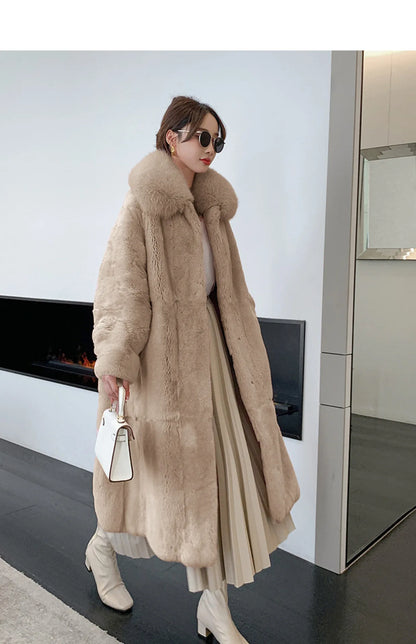 5XL Oversized Autumn Winter Faux Fur Coat Women Loose Long Plush Jackets Thick Warm OverCoat Female  Large Fur Collar Parka 2023