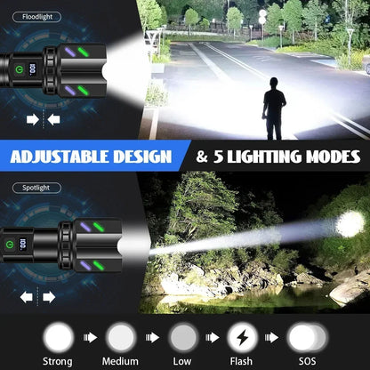 Bright  LED White Laser Flashlight By 26650 Battery Zoom Tactical Torch with Ignition Lens for Outdoor Camping Emergency Lantern