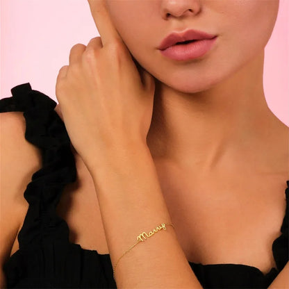 18k Custom Engraved Bracelet Numeral Name Message Bangle Titanium Steel Gold Silver Adjustable Women's Cuff Mother's Day Gift