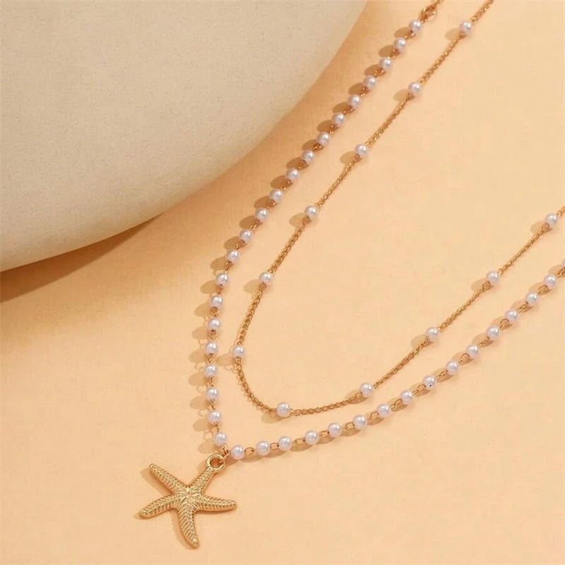 Fashionable Double Layer Imitation Pearl Chain Waist Chain for Women Minimalist Sexy Sequin Link Chain Belly Chain Beach Jewelry - Kimlud