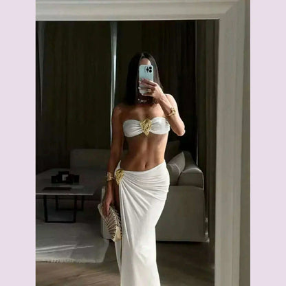 Off Shoulder Bikini With Skirt Women Swimsuit 2025 Biquini High Cut Swimwear Lady Holiday Bath Suit Female Beachwear Outfits