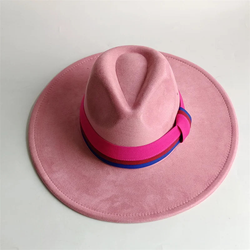 Grayish Brown Suede Hat Wide Brim 2026 NEW Fedora Hat Men Women Autumn Winter Felt Hats Classic Church Fedoras Chapeau...