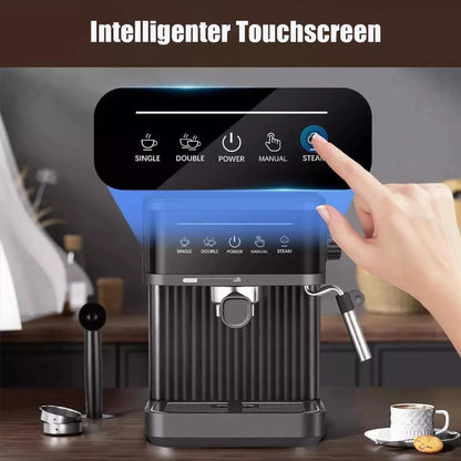 20 Bar Espresso Machine Smart Touchscreen 360° Steam Wand Cup Warmer Single Double Shot 1.8L Black | Kimlud Luxury Monitor