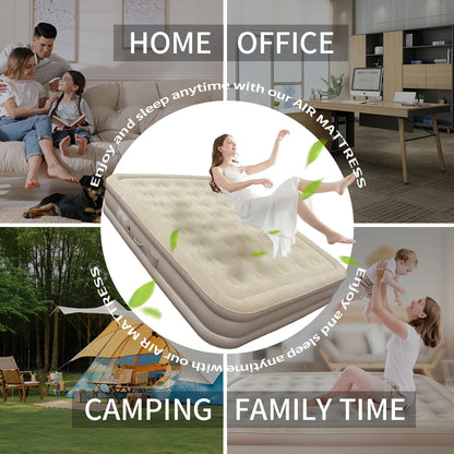 16i" Inflatable Queen Air Mattress with Built-in Pump, 200 * 150 * 40cm Portable Durable PVC Air Bed 150kg Max for Tent Camping - Kimlud