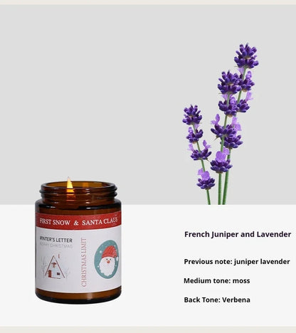 Christmas Scented Candle in Glass Aromatic Xmas Candles Guest Gift Candle Jar Freesia Ebony Scent - Kimlud