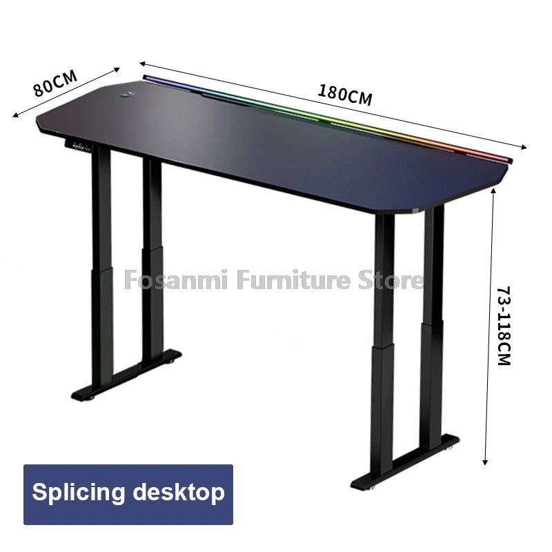 Gaming Desk with Light Large Tabletop Stable High Quality Home Room Computer Desk Gamer Electric Height Adjustment Motion Table