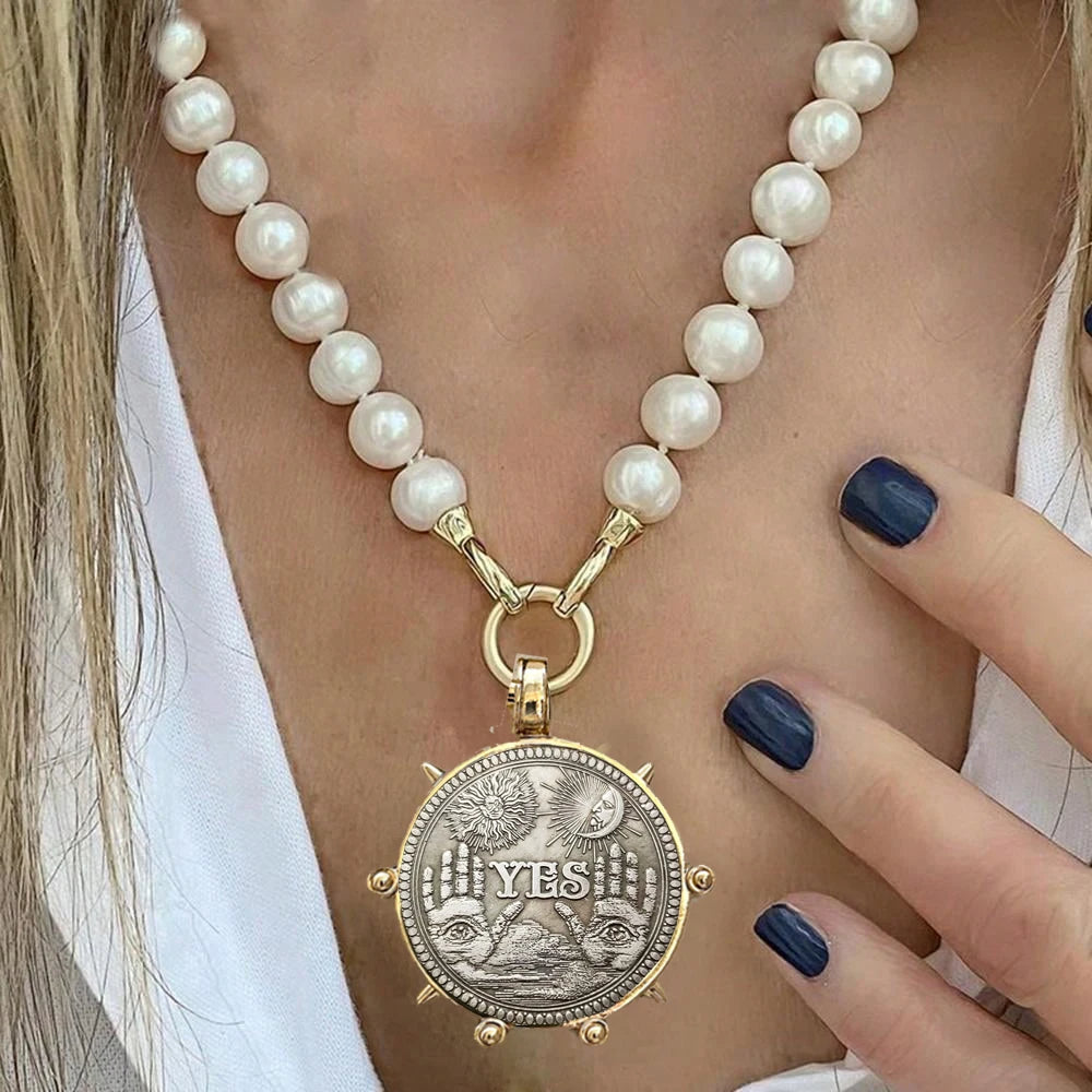 pearl Vintage horse coin Pendant Choker Clavicle Chain Necklace For Women Girl Punk Collares Aesthetic Jewelry Gifts |...