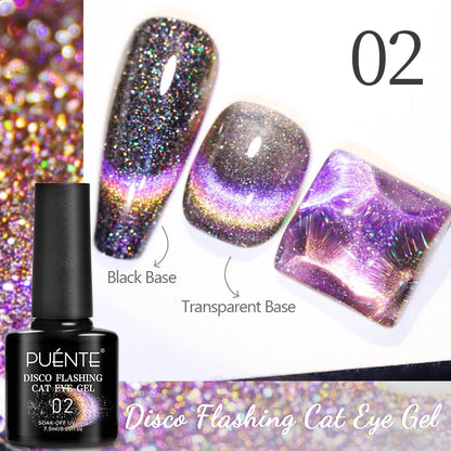 7.5ML Sparkling Reflective Glitter Gel Nail Polish Pink Purple Red Blue Colors Dark Flashing Nail Gel Soak Off UV Nail Varnish