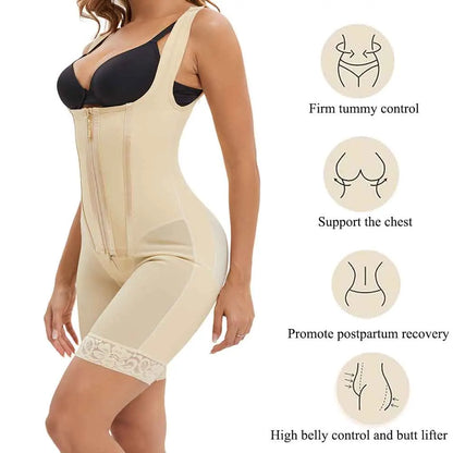 Women Full Body Shapewear Bodysuit for Abdomen Control High Compression Reducing and shaper girdles Zipper Crotch Shapewear Faja