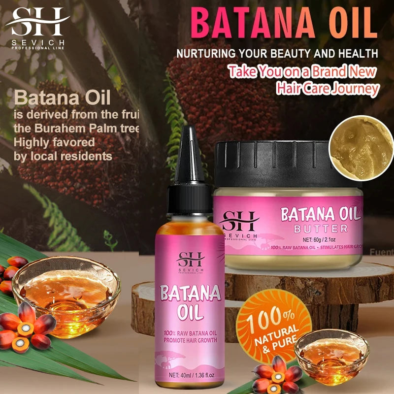 100% Batana Hair Fast Growth Oil Set African Crazy Traction Alopecia Batana Hair Mask Anti Hair Break Hair Regrowth...