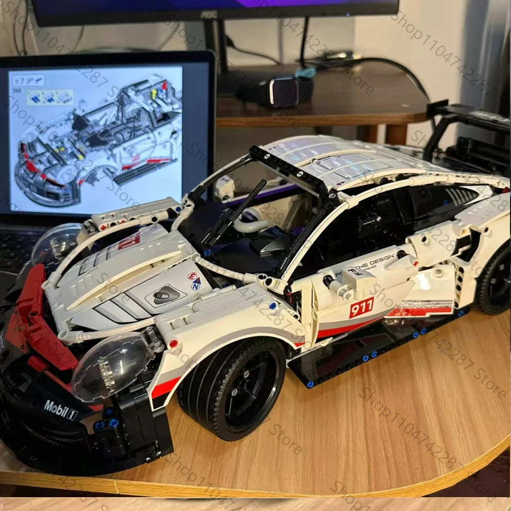 New 1580PCS Remote Control Car Building Set 1:10 Technical Sport Racing Car Building with Motor and Led Light Kit Toy Adult Gift