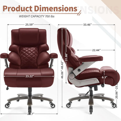 Big & Tall Office Chair, 700lbs Heavy Duty, Adjustable Lumbar, 3D Arms, High Back Executive Chair