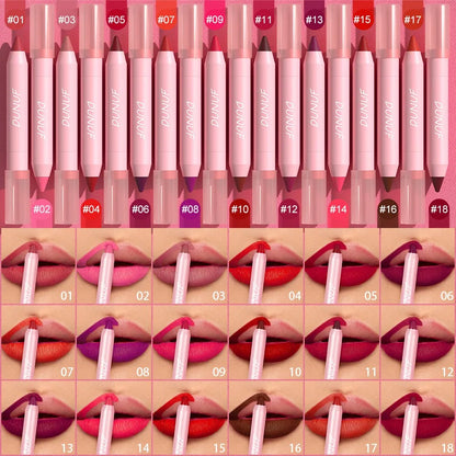 18-Colors Lipstick Pencil Waterproof Sexy Red Matte Contour Tint Lipstick Lasting Non-stick Cup Lipliner Pen Lip Makeup...
