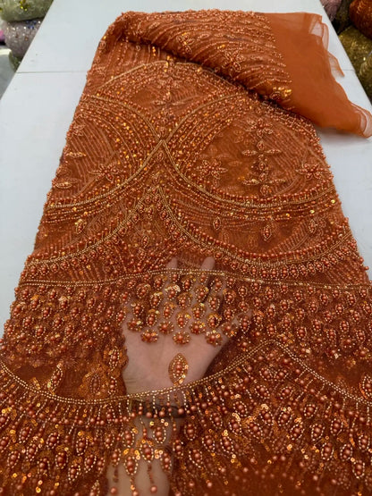 Luxury African Sequins Lace Fabric Heavy Beaded High Quality Nigerian French Groom for Sewing Wedding Party Dresses 5...