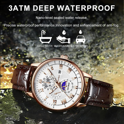 Fashion Luxury Wristwatch For Men Luminous Chronograph Date Man Watch Leather Men's Quartz Watches Sports Male Clock