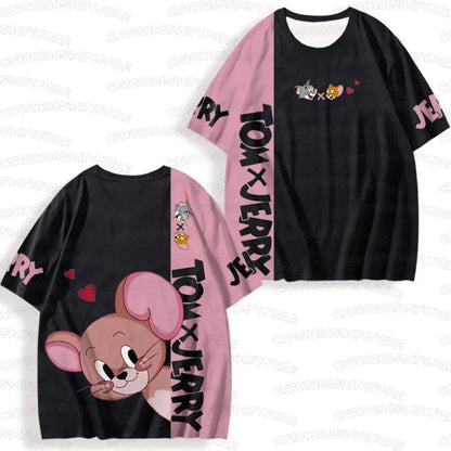 2026 Summer Men's Women's  Short Sleeve T-Shirt Tom and Jerry Cartoon Print Quick drying Round Neck Casual T-shirt Top