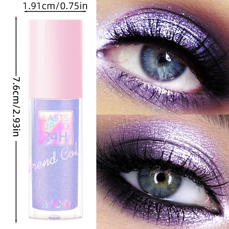 1pc Glitter Metallic Waterproof Liquid Eyeshadow Long-Lasting & Smudge-Proof Blue Pink Purple Korean Makeup Eye Shadow...